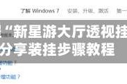 今日教程“新星游大厅透视挂”详细分享装挂步骤教程