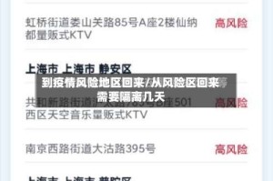 到疫情风险地区回来/从风险区回来需要隔离几天