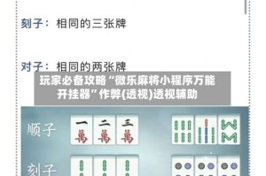 玩家必备攻略“微乐麻将小程序万能开挂器”作弊(透视)透视辅助
