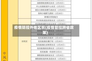 疫情防控外地区啊(疫情管控跨省政策)