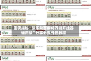 重磅揭秘“微乐陕西麻将万能开挂器通用版”分享必要外挂教程