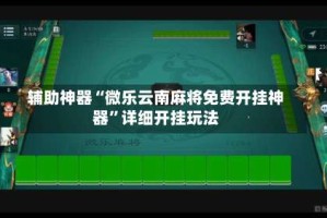辅助神器“微乐云南麻将免费开挂神器”详细开挂玩法
