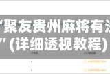 必看教程“聚友贵州麻将有没有开挂”(详细透视教程)
