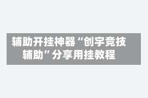 辅助开挂神器“创宇竞技辅助”分享用挂教程
