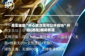 真实辅助“开心武汉花可以开挂吗”开挂(透视)辅助教程