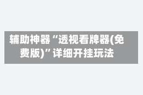 辅助神器“透视看牌器(免费版)”详细开挂玩法