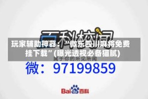 玩家辅助神器：“微乐四川麻将免费挂下载”(曝光透视必备猫腻)