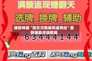 辅助神器“微乐河南麻将通用挂”最新辅助详细教程
