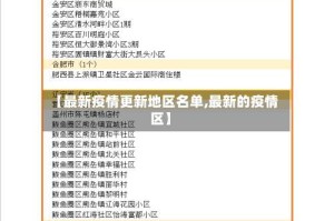 【最新疫情更新地区名单,最新的疫情区】