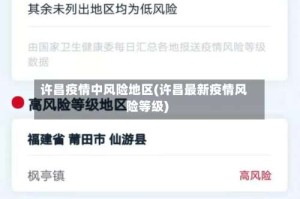许昌疫情中风险地区(许昌最新疫情风险等级)