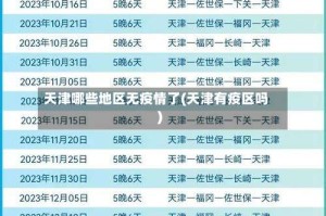 天津哪些地区无疫情了(天津有疫区吗)
