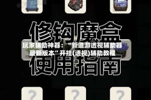 玩家辅助神器：“新道游透视辅助器最新版本”开挂(透视)辅助教程