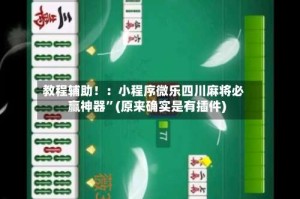 教程辅助！：小程序微乐四川麻将必赢神器”(原来确实是有插件)
