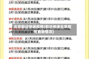 北京韵达快递疫情(韵达快递北京疫情最新情况)