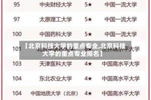 【北京科技大学的重点专业,北京科技大学的重点专业排名】