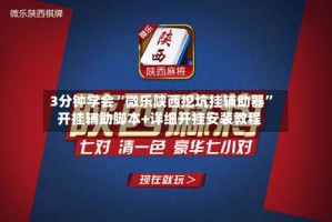 3分钟学会“微乐陕西挖坑挂辅助器”开挂辅助脚本+详细开挂安装教程