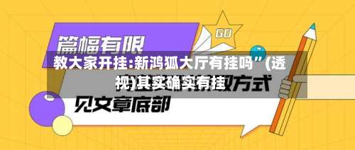 教大家开挂:新鸿狐大厅有挂吗	”(透视)其实确实有挂-第1张图片