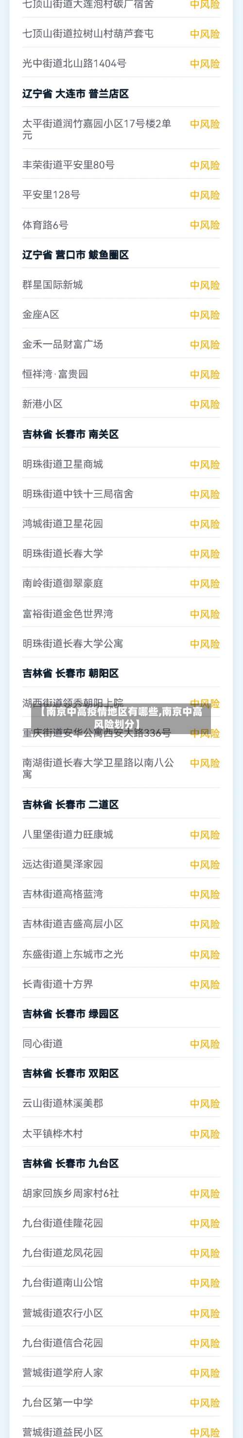 【南京中高疫情地区有哪些,南京中高风险划分】-第1张图片