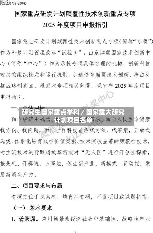 研究生国家重点学科／国家重大研究计划项目名单-第1张图片