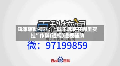 玩家辅助神器：“微乐麻将在哪里买挂”作弊(透视)透视辅助-第2张图片