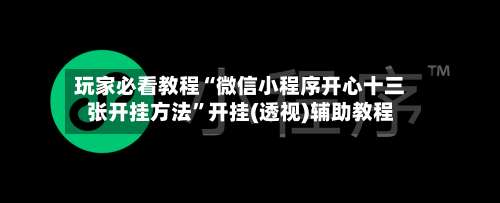 玩家必看教程“微信小程序开心十三张开挂方法”开挂(透视)辅助教程-第2张图片