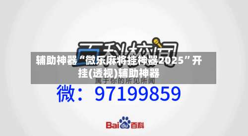 辅助神器“微乐麻将挂神器2025”开挂(透视)辅助神器-第1张图片
