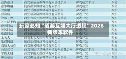 玩家必知“道游互娱大厅透视	”2026新版本软件-第1张图片