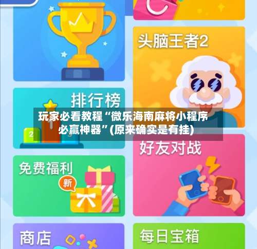 玩家必看教程“微乐海南麻将小程序必赢神器”(原来确实是有挂)-第3张图片