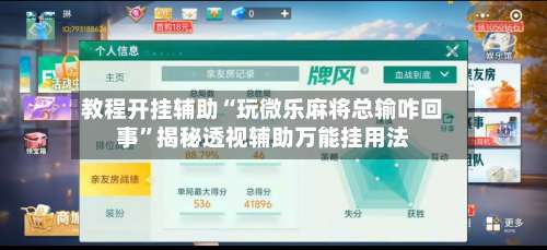 教程开挂辅助“玩微乐麻将总输咋回事”揭秘透视辅助万能挂用法-第1张图片