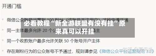 必看教程“新全游联盟有没有挂	”原来真可以开挂-第2张图片