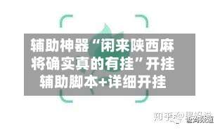 辅助神器“闲来陕西麻将确实真的有挂”开挂辅助脚本+详细开挂-第1张图片