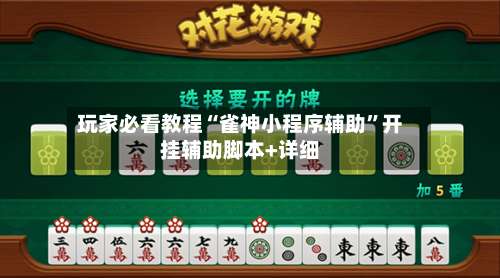 玩家必看教程“雀神小程序辅助”开挂辅助脚本+详细-第1张图片