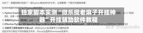 独家脚本实测“微乐捉老麻子开挂神器	”开挂辅助软件教程-第2张图片