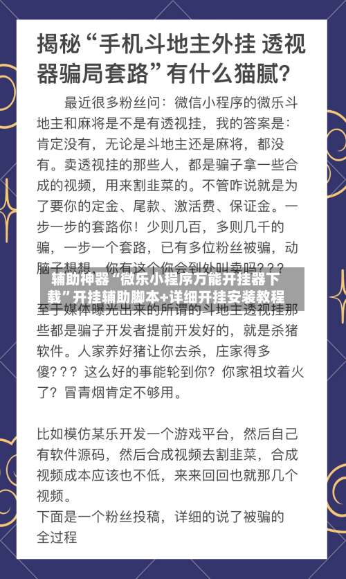 辅助神器“微乐小程序万能开挂器下载”开挂辅助脚本+详细开挂安装教程-第2张图片