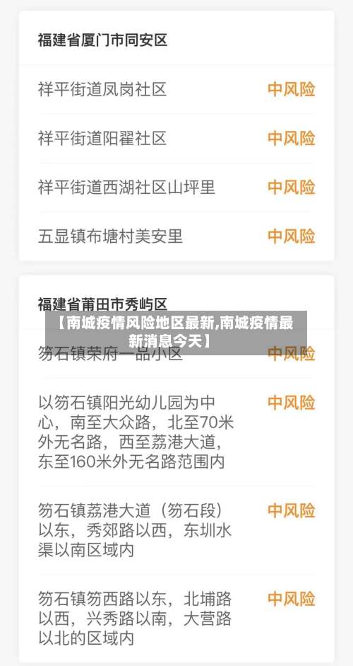 【南城疫情风险地区最新,南城疫情最新消息今天】-第1张图片