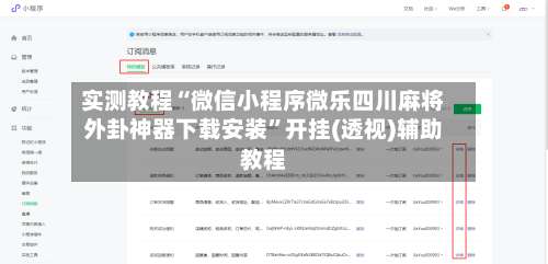实测教程“微信小程序微乐四川麻将外卦神器下载安装”开挂(透视)辅助教程-第2张图片