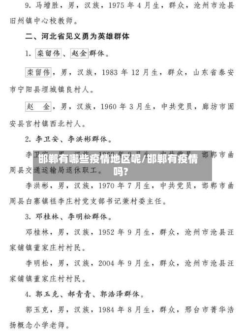 邯郸有哪些疫情地区呢/邯郸有疫情吗?-第2张图片