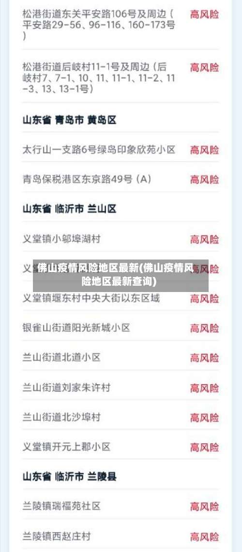 佛山疫情风险地区最新(佛山疫情风险地区最新查询)-第1张图片
