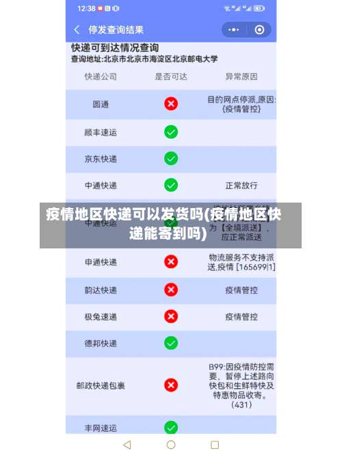 疫情地区快递可以发货吗(疫情地区快递能寄到吗)-第1张图片