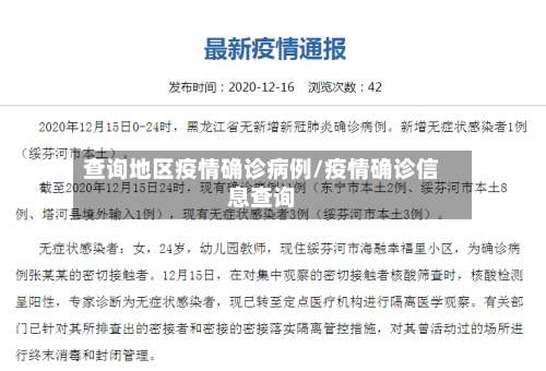查询地区疫情确诊病例/疫情确诊信息查询-第1张图片